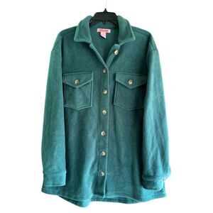 Coco & Shay Green Fleece Button-Down Jacket /Shacket - Size XL